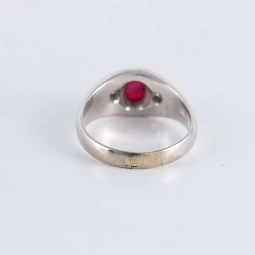 Bague 64 Bague Jonc anglais Rubis cabochon Diamants 58 Facettes FM100