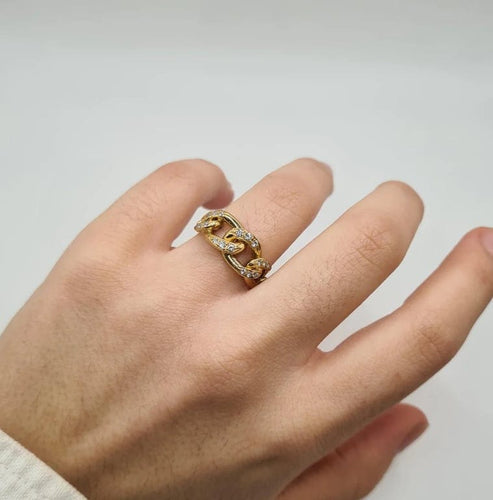Bague 54.5 Bague or jaune 18 carats sertie de diamants 58 Facettes