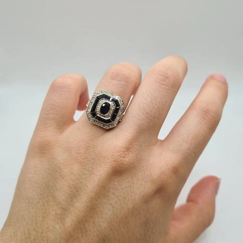 Bague 54 Bague or jaune saphirs et diamants 58 Facettes