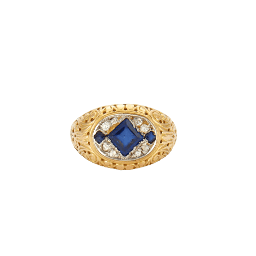 Bague 55 Bague Saphir, Diamants 58 Facettes