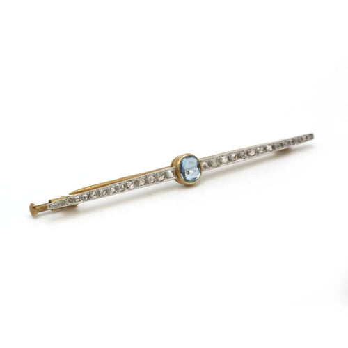 Broche Broche Barrette - Or jaune, Platine, Aigue-Marine & Diamants 58 Facettes 250389R