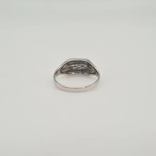 Bague 44 Chevalière or blanc 18 carats 58 Facettes