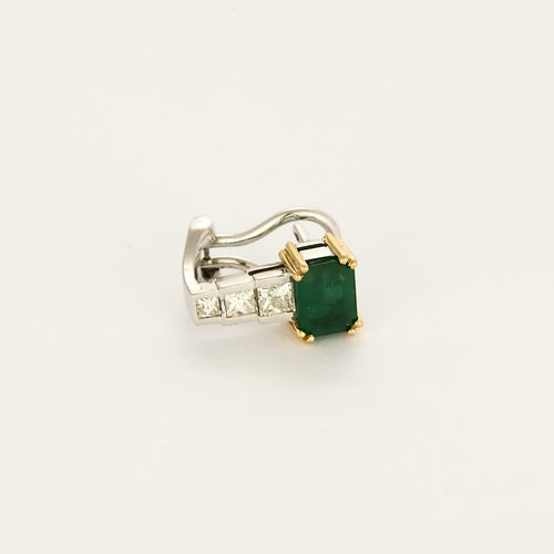 Boucles d'oreilles Boucles d'oreilles en or jaune et or gris,  Emeraudes 58 Facettes B250424
