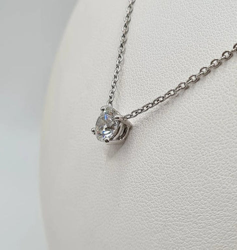 Collier Collier or blanc serti d'un diamants 58 Facettes