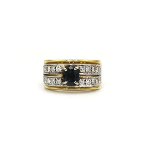 Bague 53 Bague - Or bi-colore, Diamants & Saphir 58 Facettes 250058SP
