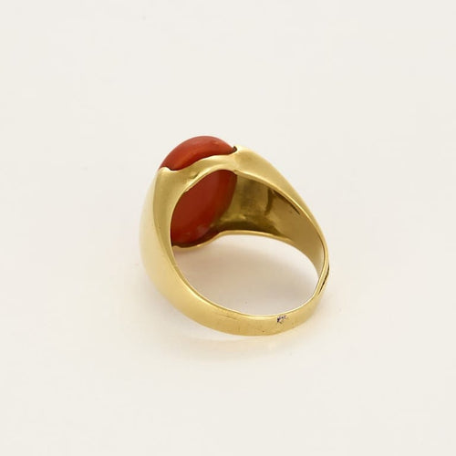 Bague 54.5 Bague en Or jaune et corail rouge 58 Facettes ROM1669