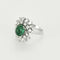 Bague 54 Bague cabochon d'émeraude ovale en or gris 18k et diamants 58 Facettes BA452