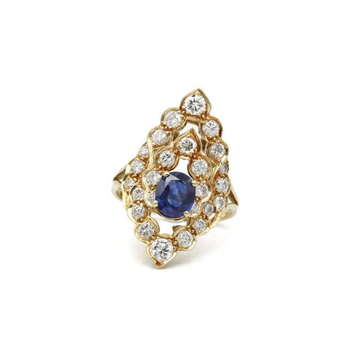 Bague 54 Bague or jaune saphir diamant 58 Facettes 240033SP