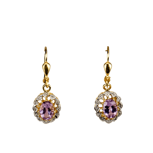 Boucles d'oreilles Boucles d’oreilles vintage en or jaune 14 carats et améthystes 58 Facettes 2788