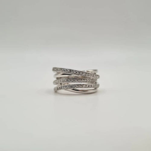 Bague 54 Bague or blanc 18 carats sertie de diamants 58 Facettes