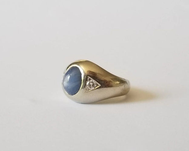 Bague 51 Chevalière Saphir et Diamants 58 Facettes