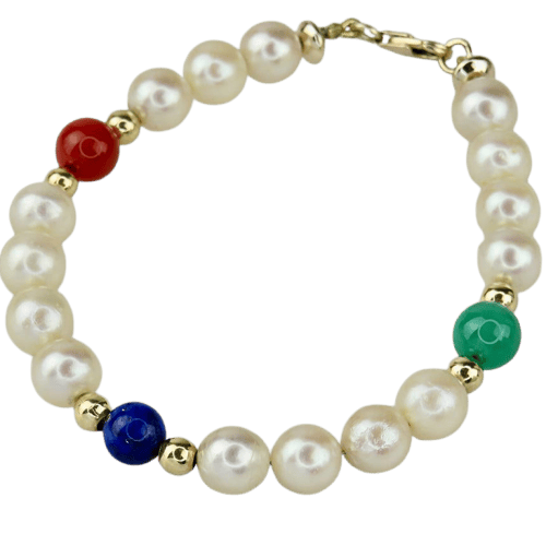 Bracelet Bracelet de perles en or 14 carats avec pierres semi-précieuses 58 Facettes 2306