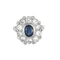 Bague 56 Bague Marguerite en platine et saphir ovale, entourage de diamants 58 Facettes LJ 24- 178