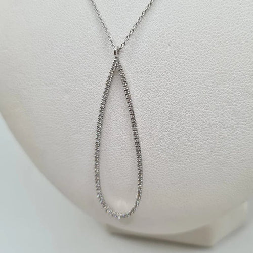 Collier Collier poire or blanc 18 carats serti de diamants naturels 58 Facettes