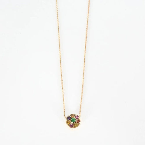 Collier Collier or rose serti de saphir multi-couleur 58 Facettes