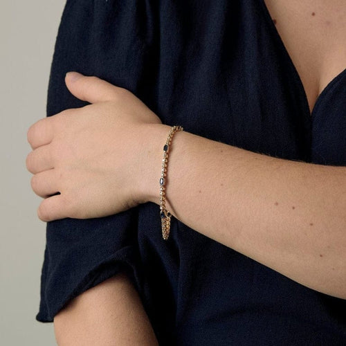 Bracelet Bracelet articulé en or jaune 18k et diamants, saphirs 58 Facettes DADB-16