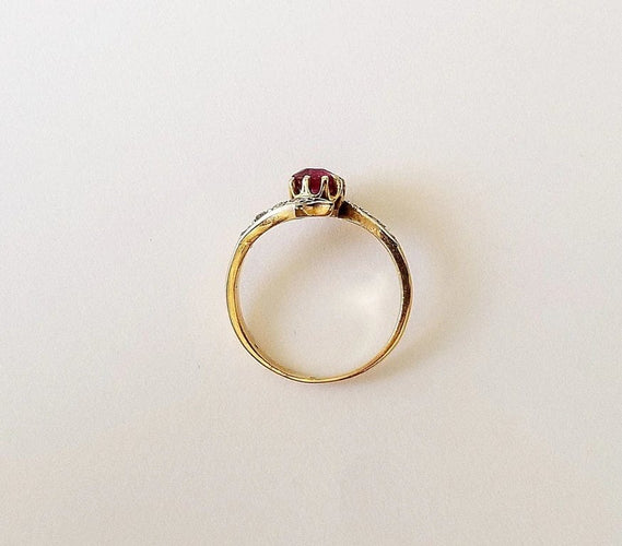 Bague 51 Bague croisée Or Jaune Rubis et Diamants 58 Facettes