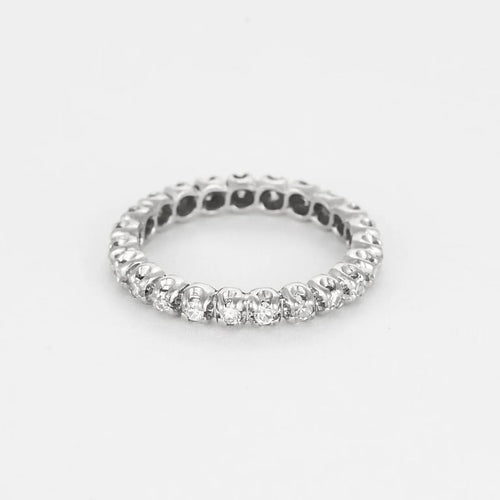 Bague 52 Alliance américaine en or blanc et diamants 58 Facettes CAN1473