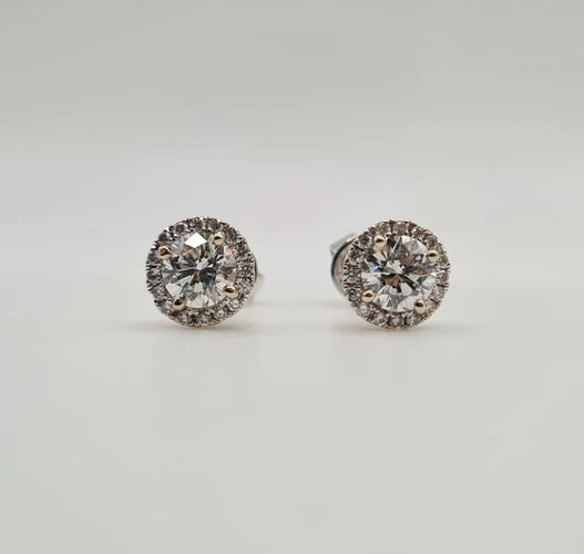 Boucles d'oreilles Boucles d'oreilles or blanc serties de diamants GIA 58 Facettes