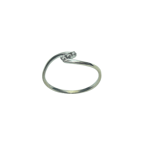 Bague 54 Bague ouverte en or blanc 18K avec 3 diamants ronds 58 Facettes 250343