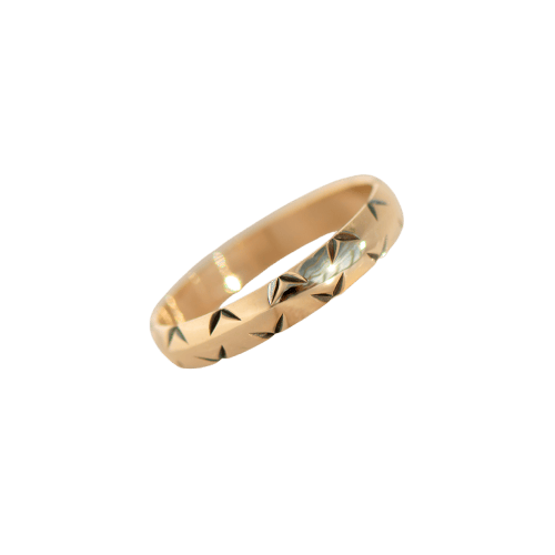 Bague 55 Bague jonc vintage gravée en or jaune 14K (585) 58 Facettes
