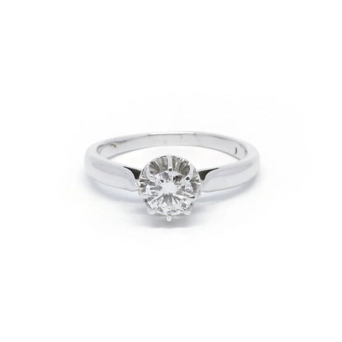 Bague 54 Solitaire or blanc diamant 58 Facettes 190163R