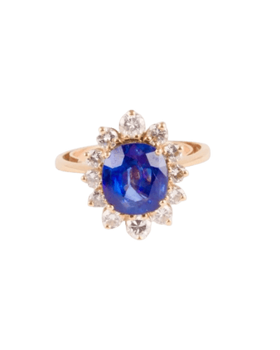 Bague 52 Bague marguerite en or jaune 18 carats, saphir et diamants 58 Facettes 111