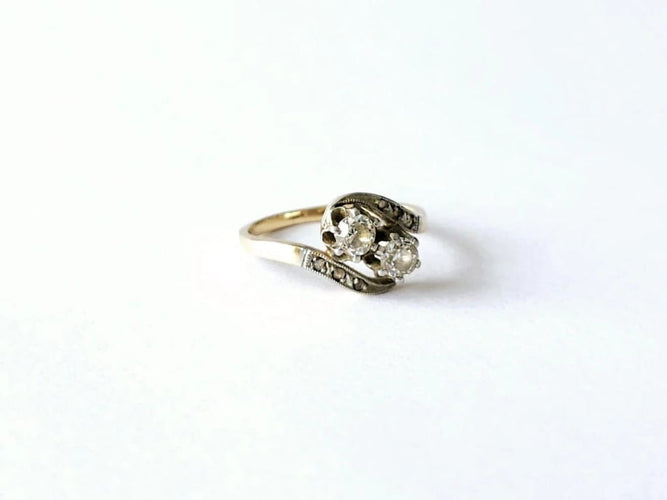 Bague 51 Bague Toi et Moi or jaune Diamants 58 Facettes