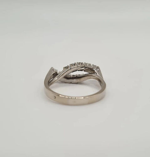 Bague 55.5 Bague or blanc sertie de diamants naturels 58 Facettes