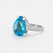 Bague 52 Bague taille poire en or gris 18k, topaze bleue et diamants 58 Facettes LJ12
