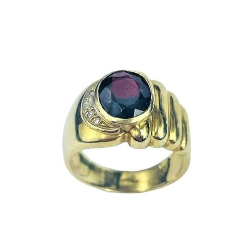Bague 54 Chevalière Or Pierre Rouge Diamant 58 Facettes 20400000532