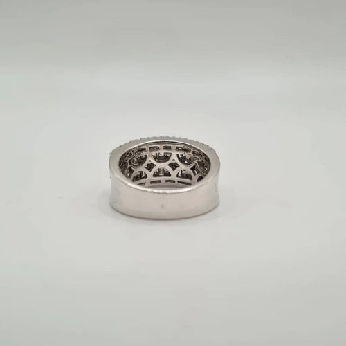 Bague 53 Bague or blanc sertie de diamants baguettes et ronds 58 Facettes