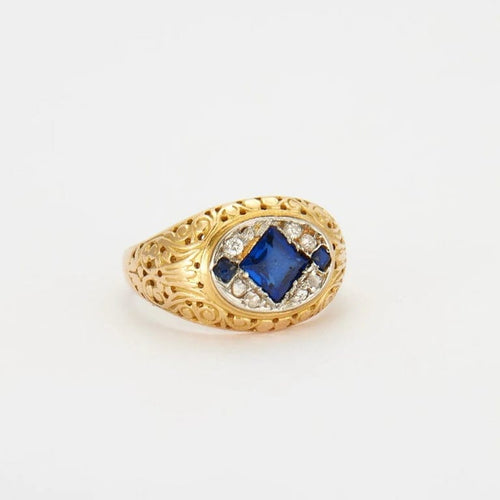 Bague 55 Bague Saphir, Diamants 58 Facettes