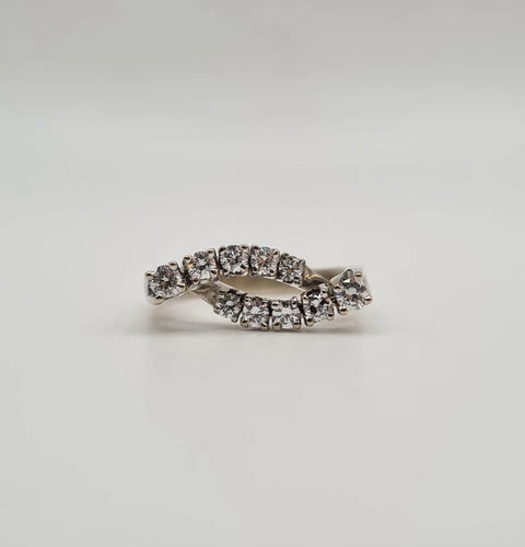 Bague 55.5 Bague or blanc sertie de diamants naturels 58 Facettes