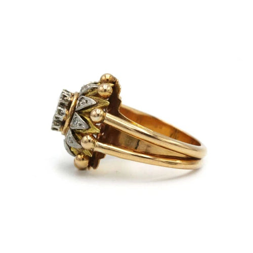 Bague 59 Bague Dôme - Or jaune, Platine et Diamants 58 Facettes 250314R