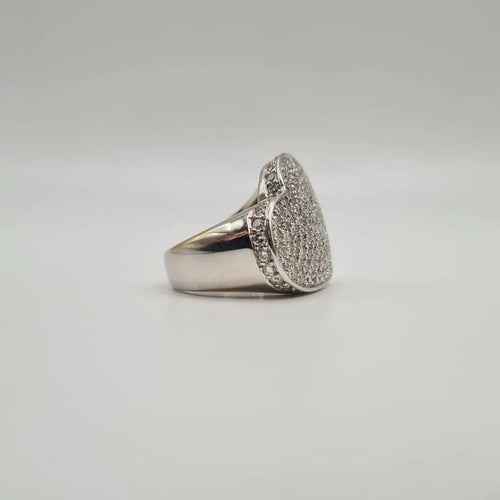 Bague 52.5 Bague cœur or blanc sertie de diamants naturels 58 Facettes