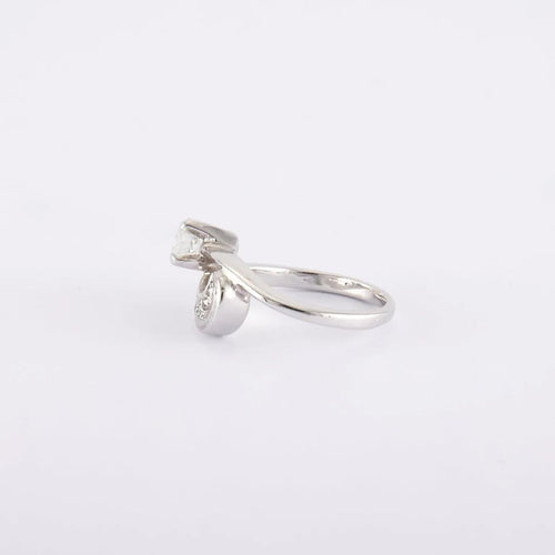 Bague 49 / Blanc/Gris / Or 585 Bague Solitaire Diamant 0.45 carat 58 Facettes 190128R