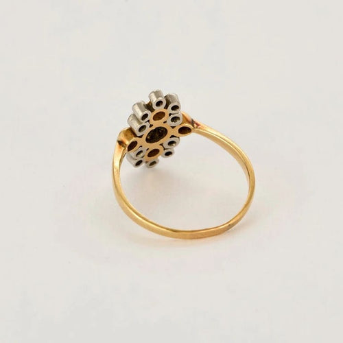Bague 52.5 Bague or jaune et gris, saphir, perles de culture et diamants 58 Facettes PER15084