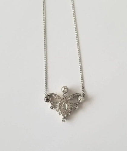 Collier Collier Art Déco en or blanc 18k et diamants 58 Facettes