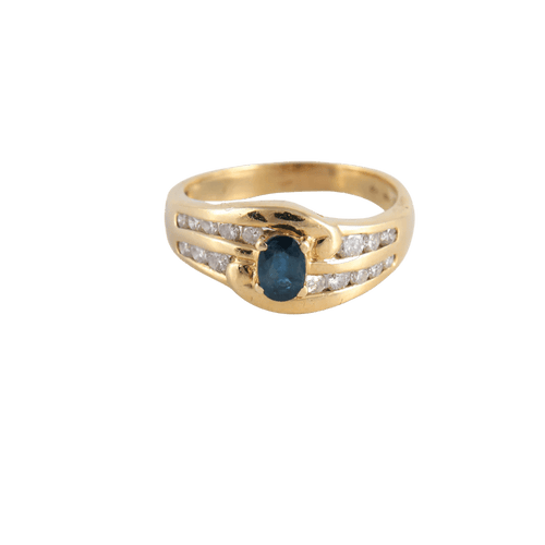 Bague 55 Bague Saphir et double ligne de Diamants 58 Facettes FM79