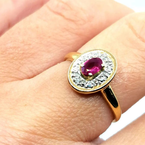 Bague 54 Bague or jaune diamants rubis 58 Facettes V43
