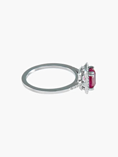 Bague 52 Bague coussin rubis en or gris palladié et diamants 58 Facettes 41950019
