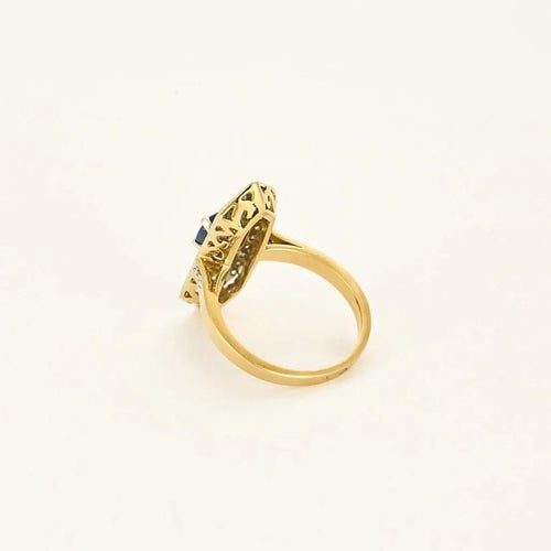 Bague 54 Bague en or jaune, or gris, saphir et diamants 58 Facettes 58FC162