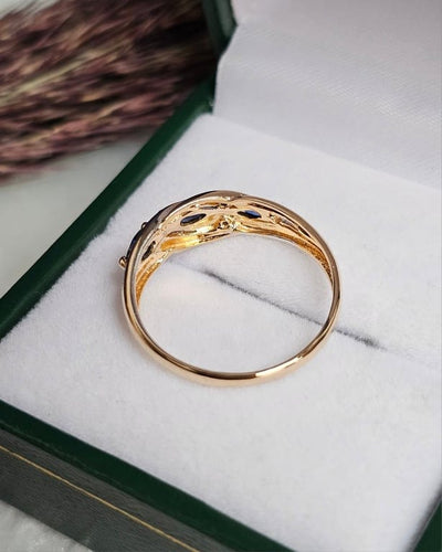 Bague 53 Bague vintage en or jaune 18 carats, saphirs et diamants 58 Facettes 718