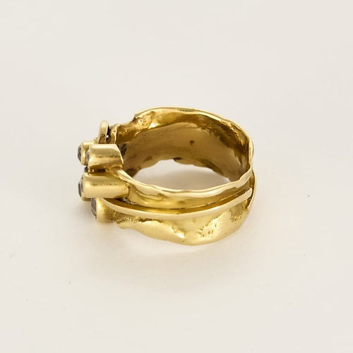 Bague 54 Bague moderniste en or jaune et diamants 58 Facettes COMP1479