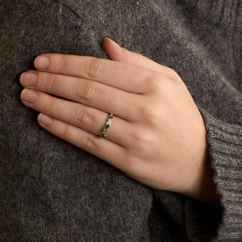 Bague 53 Bague Or jaune Emeraude Diamants 58 Facettes