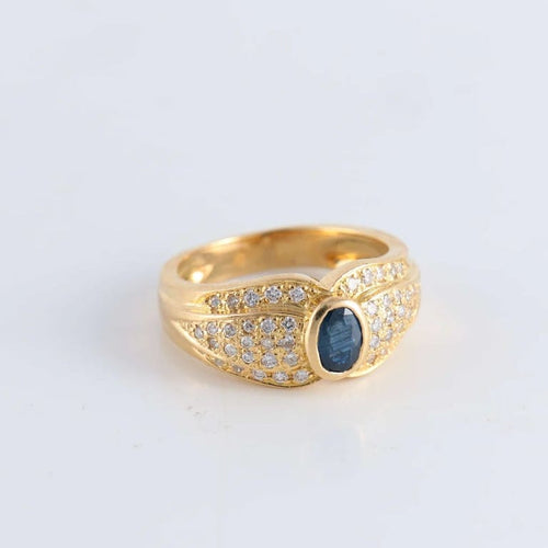 Bague 53 Bague Saphir et 5 lignes de Diamants 58 Facettes 1