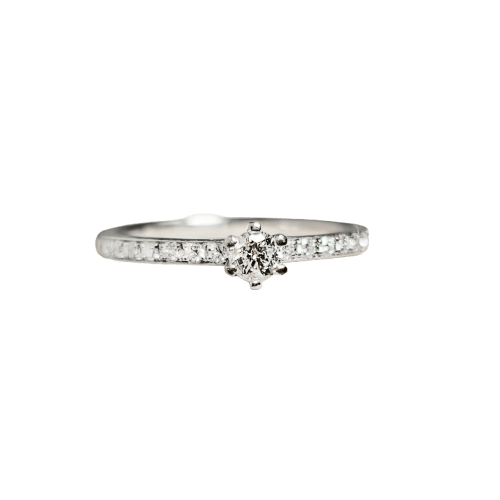 Bague 52.5 Bague halo en platine 950 avec solitaire et 16 diamants 58 Facettes 2821