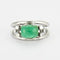 Bague 59 Bague cabochon en or gris 14k avec émeraude et diamants 58 Facettes ALGU07
