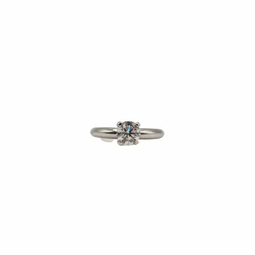 Bague 49 Solitaire or blanc serti d'un diamant 58 Facettes